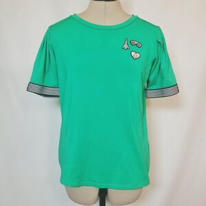 Karl Lagerfeld Paris Women’s T-Shirt Small Green Embellished Appliques